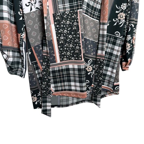 Cure Blouse Women's Medium V-Neck Patchwork 3/4 Sleeve Printed Shirt Top - Picture 3 of 10